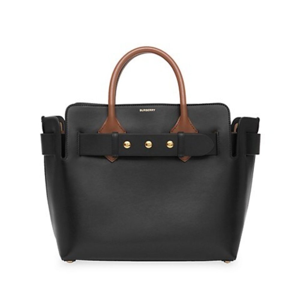 BURBERRY Small Triple Stud Leather Belted Tote Bag